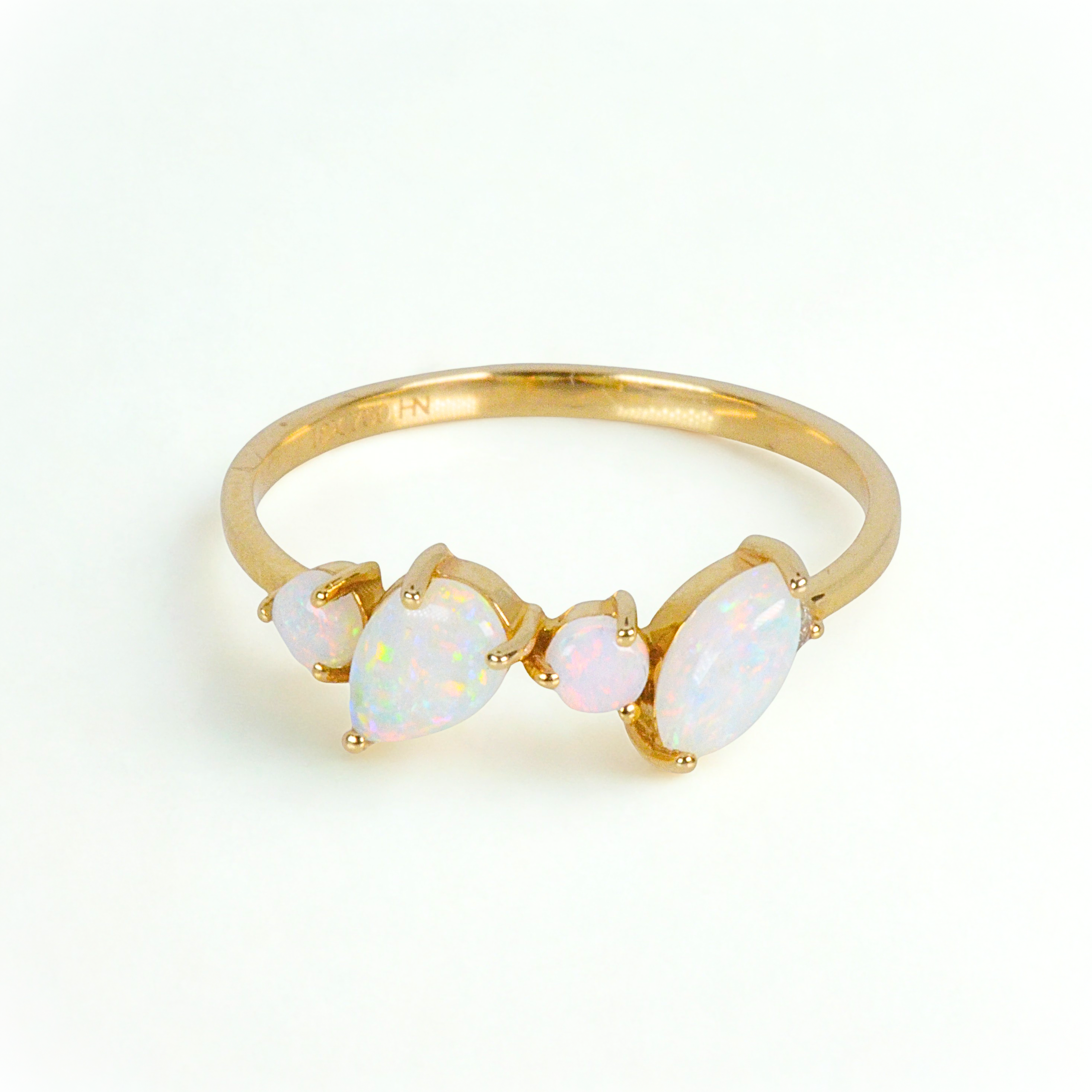 White Solid Opal Ring