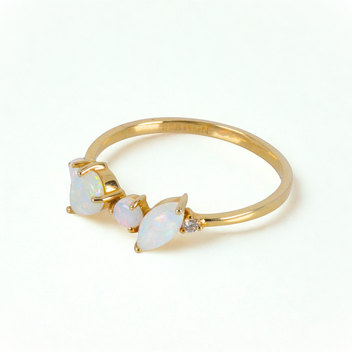 White Solid Opal Ring